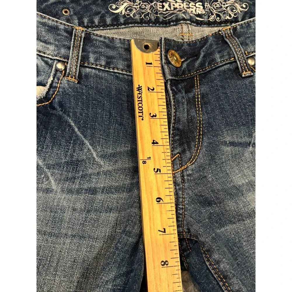 Express Barely Boot Stella Jeans Womens 6L Blue Medium Wash Low Rise Bootcut